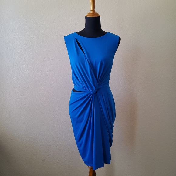 Gabrielle Union Draped Ruched Cutout Dress Size M Blue New - Picture 1 of 11
